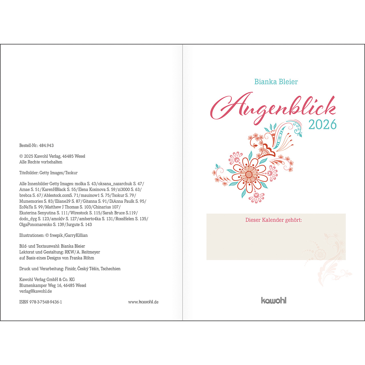 Buchkalender - Augenblick 2026