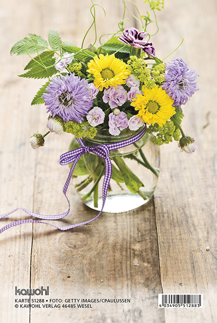 Faltkarte - Mit besten Wünschen zum Geburtstag - Blumenstrauß Vase