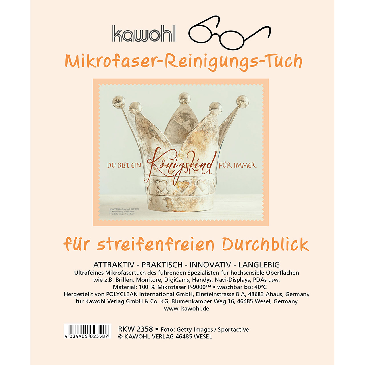 Brillenputztuch - Du bist ein Königskind für immer - Krone