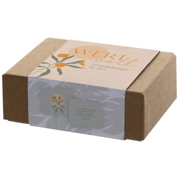 Karten-Box - wertvoll - 50 Verheißungen für dich (Box) - Karten-Box Blumen Blätter Orange