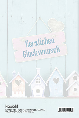 Faltkarte - Herzlichen Glückwunsch - Vogelhäuschen Herz