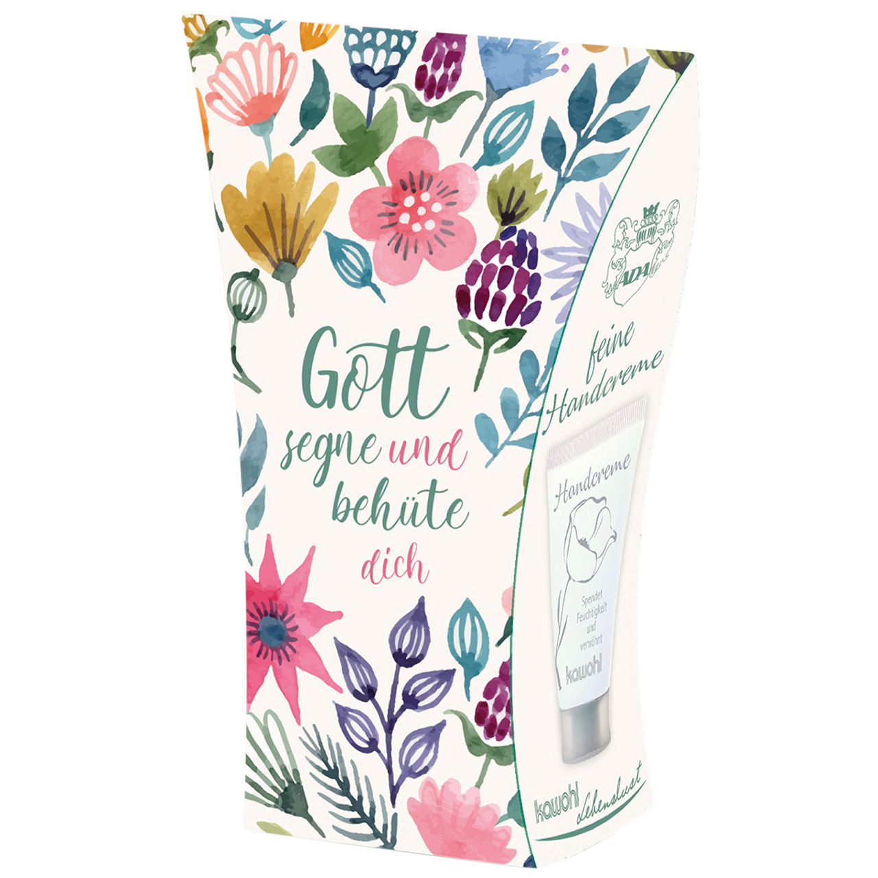 Handcreme - Gott segne und behüte dich - Grafik Blumen Aquarell