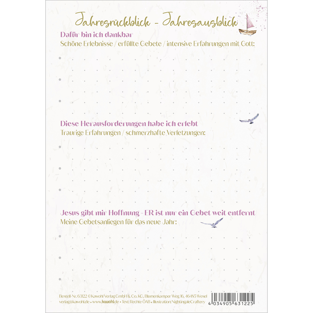 Postkarten - Mein Jahr 2026 - Ausblick 2027 - Grafik Leuchtturm Boot Segel Möve Stenne Blumen Wasser Meer Vögel