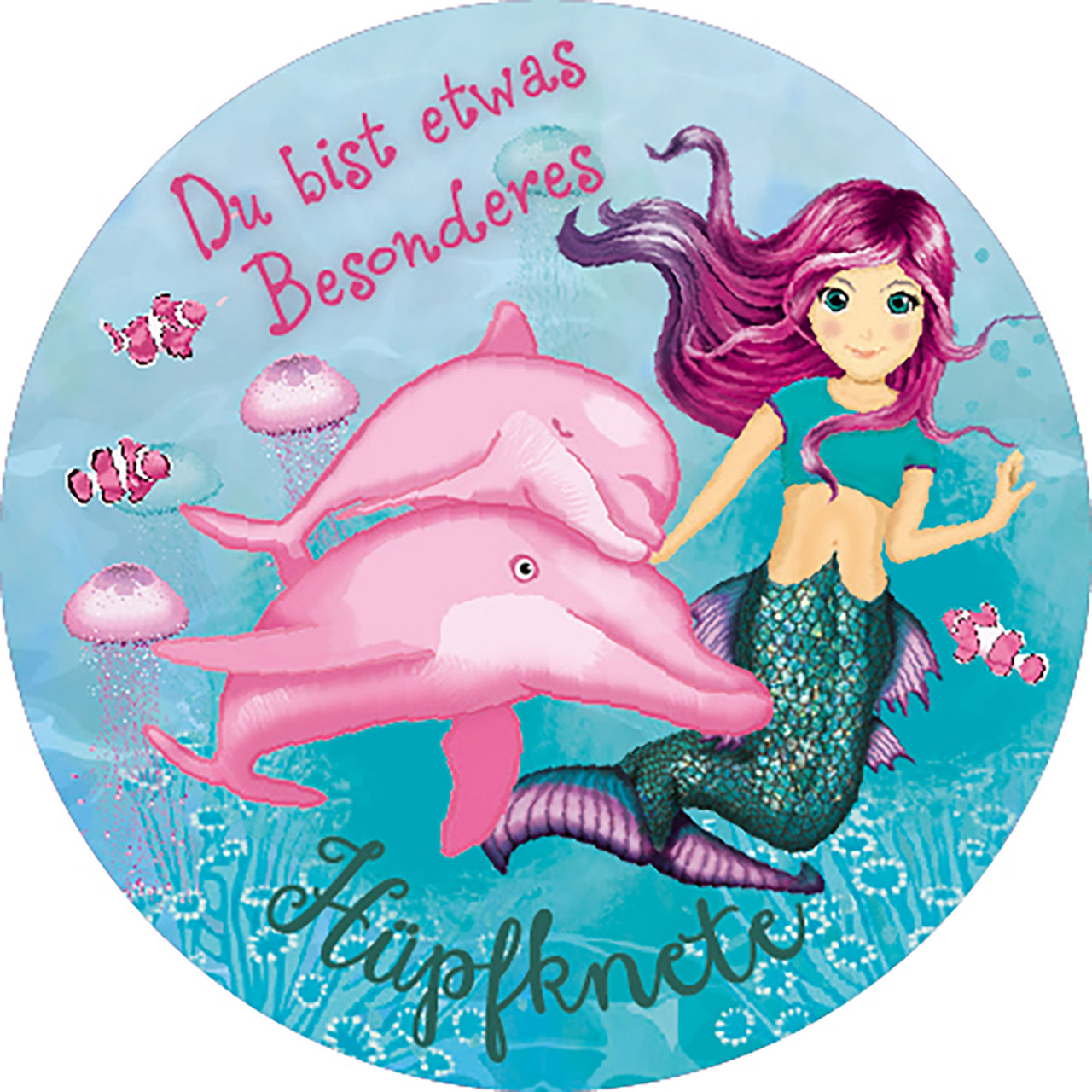 Hüpfknete - Du bist etwas Besonderes - Delfine Meerjungfrau Fische Illustration