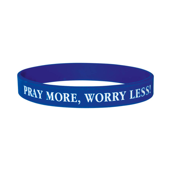 Silikon-Armband 'Pray more, worry less' blau