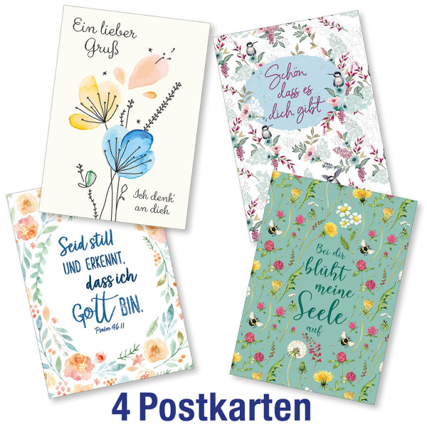 Postkartenserie 4 x 1 Blumenmotive
