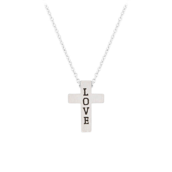 Halskette mit Anhänger 'Kreuz Love' silberfarben