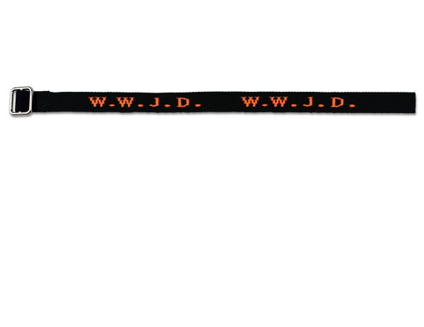 Armband 'WWJD' gewebt, schwarz/neonorange
