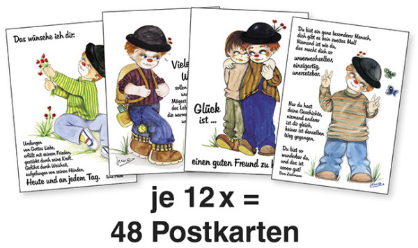 Clown-Postkarten-Paket 62770-62773