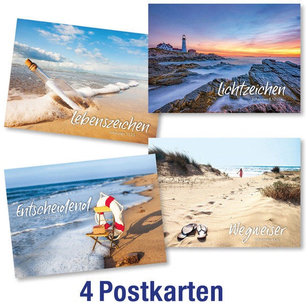 Postkartenserie 4 x 1 Stichwort - Küste und Meer