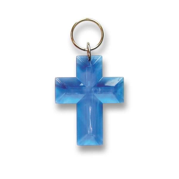 Schlüsselanhänger 'Kreuz' blau