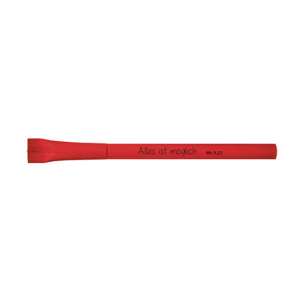 Kugelschreiber aus Papier 'Alles ist möglich Mk 9,23' rot